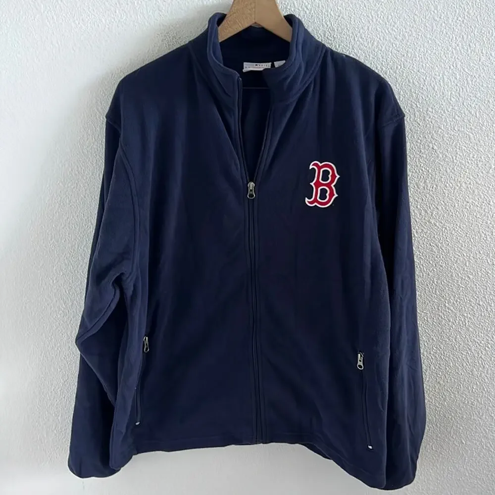 MLB Boston Red Sox Genuine Merchandise Navy Blue Front Zip Fleece Sweatshirt M